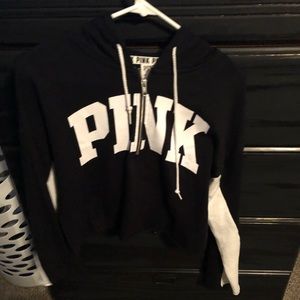 Pink cropped hooded top